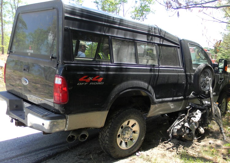 The motorcyclist was killed in this crash in Baldwin on Monday morning.