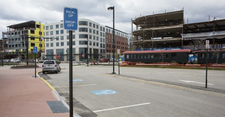 Buildings under construction line Thames Street in Portland in May. A recent study shows hotel growth in the city is well above the national average and suggests the business is one of Portland's most lucrative commercial sectors.