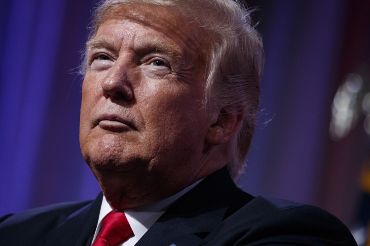 President Trump speaks to the Ohio Republican Party State Dinner, Friday night in Columbus, Ohio.