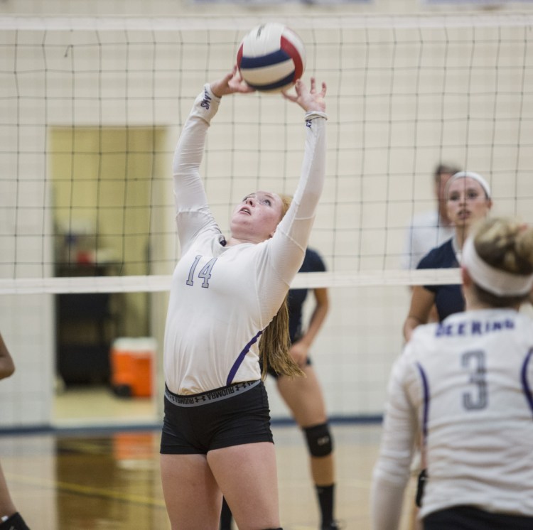 Senior Maddy Broda of Deering, a three-year varsity member, returns as the team's setter. Her pinpoint passes should make for easy kills for Ava Spach and Catherine Balzano this season.