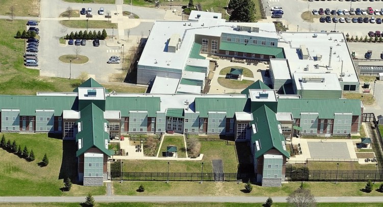 This aerial photo taken in 2013 shows the Riverview Psychiatric Center on the banks of the Kennebec River in Augusta.