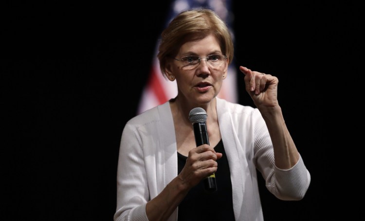 U.S. Sen. Elizabeth Warren, D-Mass., speaks during a town hall-style event in August in Woburn, Mass.