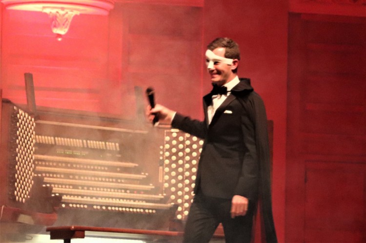 Photo by David Kirstein
Portland municipal organist James Kennerley dresses in costume for his first Friends of the Kotzschmar Organ annual Halloween concert.