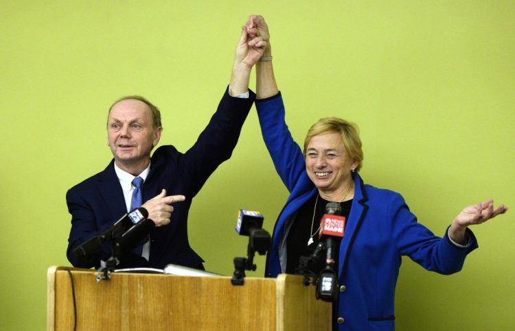 Independent candidate for governor Alan Caron ends his campaign Monday at the Portland Public Library, and endorses Democrat Janet Mills.