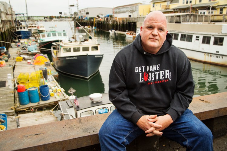 GetMaineLobster.com's Mark Murrell out on the Maine Wharf in Portland on Monday, October 8, 2018. Murrell had some of his customers say they love his product, but are boycotting Maine because of Susan Collins' vote for Supreme Court nominee Brett Kavanaugh. 