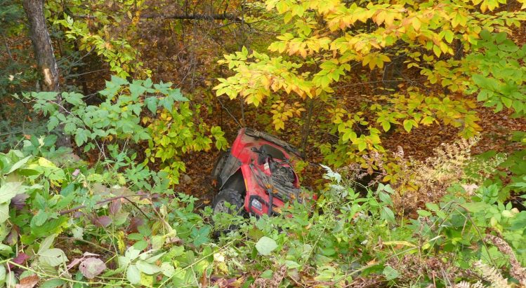 The site in Carthage where an ATV crash killed a Massachusetts man Sunday. (Photo courtesy of the Maine Warden Service)