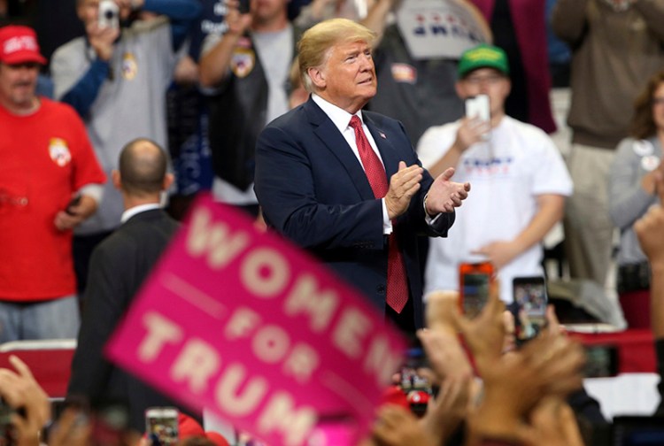 President Donald Trump at a campaign rally in Rochester, Minn. on Thursday.