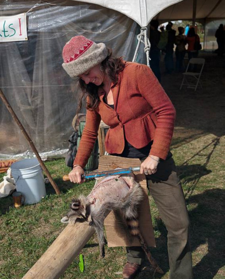 Trevanna Frost Grenfell at the Common Ground Fair in 2016. Her tanning philosophy: “The hide is not to be objectified, but honored.”