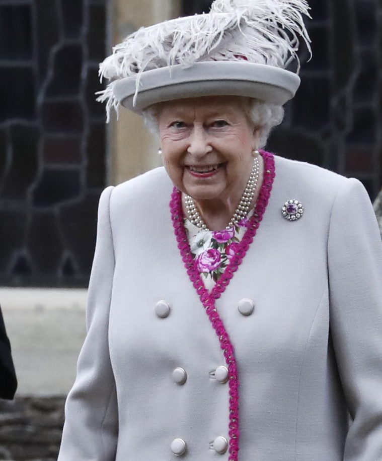 Queen Elizabeth II leaves church after attending a Christmas Day service.