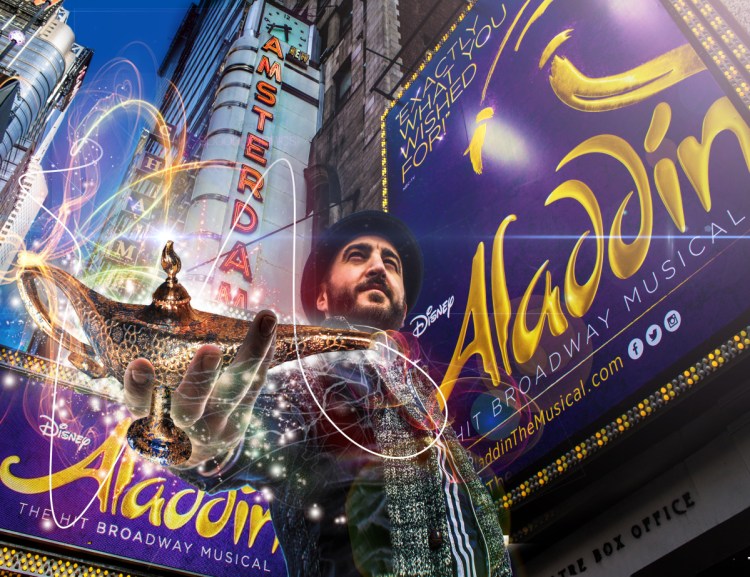 Mark DiConzo, in a promotional photo for "Aladdin," performs as captain of the guards Razoul and as a singer and dancer in all the ensemble numbers of the production, which is based on the 1992 Disney animated film.