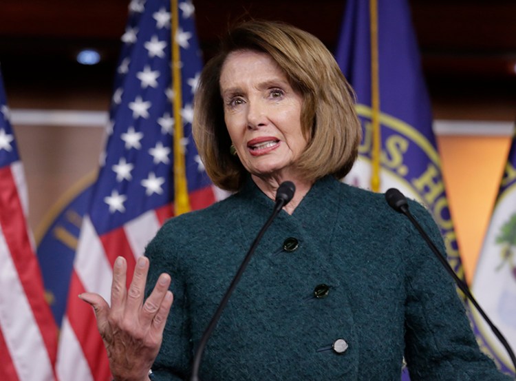 Speaker of the House Nancy Pelosi, D-Calif., meets with reporters in her first formal news conference since taking control of the House with the Democrats in the majority, on Capitol Hill in Washington, Thursday, Jan. 10, 2019, the 20th day of a partial government shutdown. President Donald Trump threatened today to declare a national emergency to circumvent Pelosi and Congress if he can't reach a deal with Democrats to fund his promised border wall. Associated Press/J. Scott Applewhite