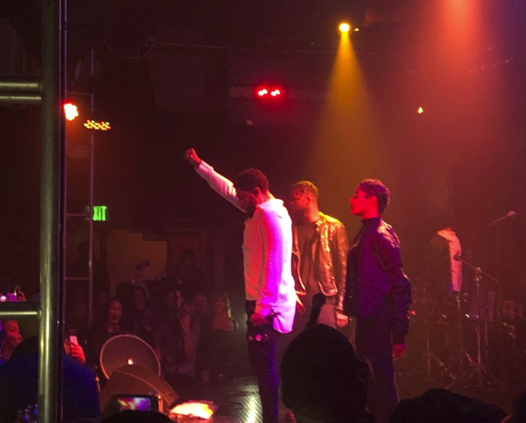 Singer Jussie Smollett performs during his concert at the Troubadour Saturday in West Hollywood, Calif.