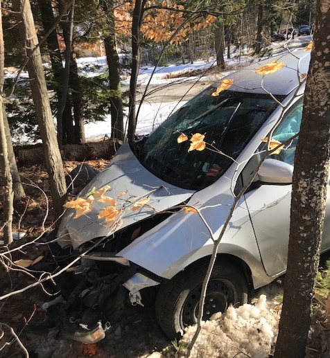 A pedestrian was killed when a car left the roadway and struck her on Whites Bridge Road in Standish on Monday.