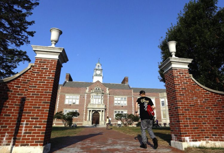 Deering High School, photographed in 2015, would be combined with Portland High under one cost-cutting proposal for Portland schools.