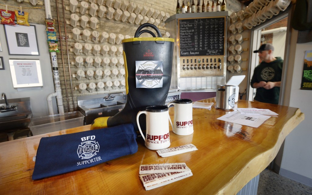 The Corner Point Brewing Co. in Berwick has a boot on the bar for donations to support the Berwick Fire Department.