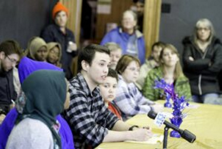 Ben Chin of Lewiston speaks during a community forum Saturday in Lewiston. Chin said he would not be running for Lewiston mayor this November.