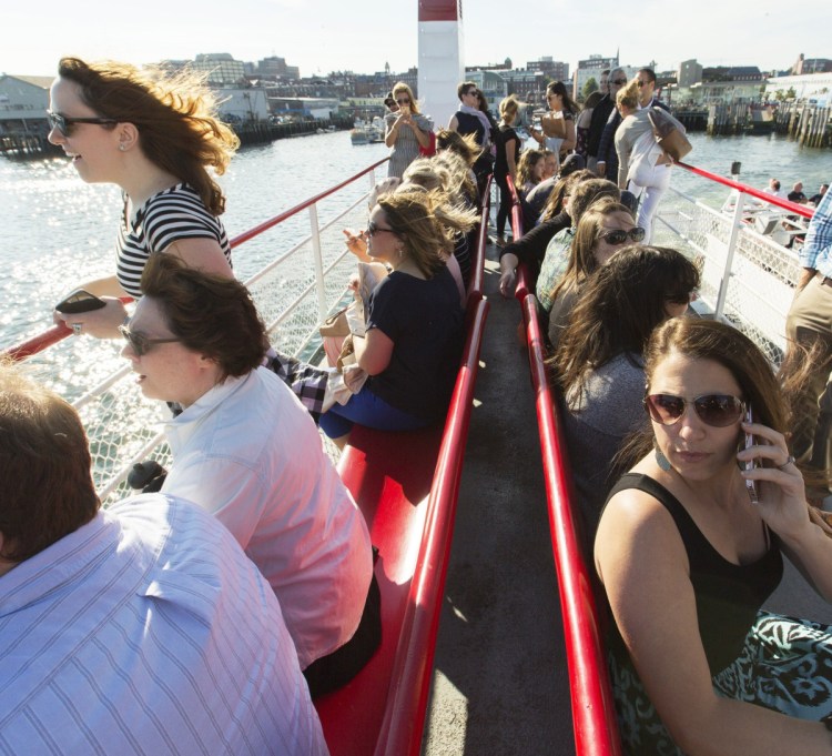 Seating is at a premium on the Machigonne II during a run to Peaks Island in July 2017. Casco Bay Lines has plans for a bigger ferry to accommodate the increasing number of visitors, but some residents have concerns and say their voices aren't being heard.