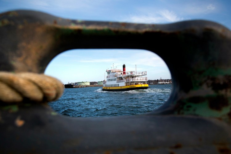 Casco Bay Lines' ferry Wabanaki leaves Portland late Thursday afternoon on its way to Peaks Island. The ferry service is now reconsidering its plan for a larger ferry to serve the island.