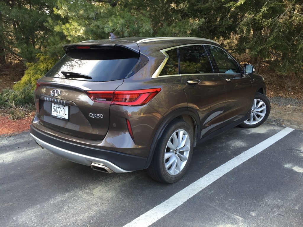 "Like many of today’s small crossovers, the Infiniti uses a turbocharged 2.0-liter four-cylinder engine." Photo by Tim Plouff.