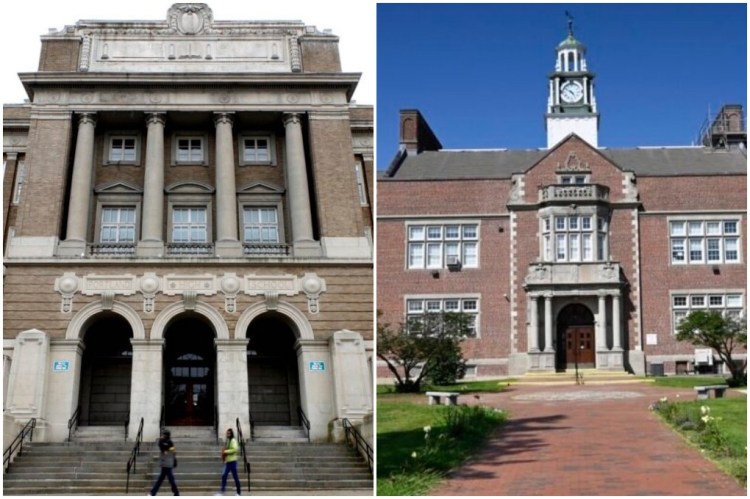 Portland High School, left, and Deering High School 