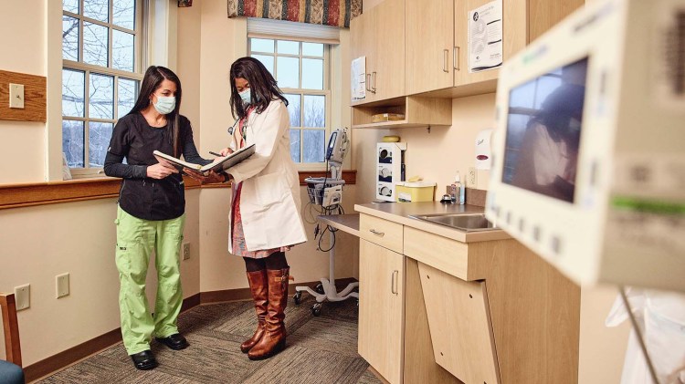 (L to R) Brenda Kiberd, R.N. and Marilyn McLaughlin, M.D. at York Hospital Oncology and Infusion Care. 