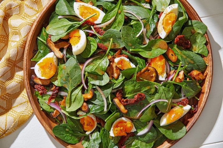 Spinach Salad with Smoky Shiitakes and Warm Vinaigrette