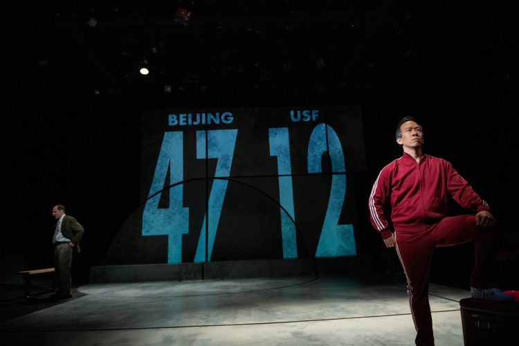 Jim Shankman (AEA) as Saul and Garcy Yap (AEA) as Wen Chang in Portland Stage's production of "The Great Leap."