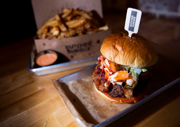 The Surf and Turf burger and Chosa fries at Butcher Burger in Portland.