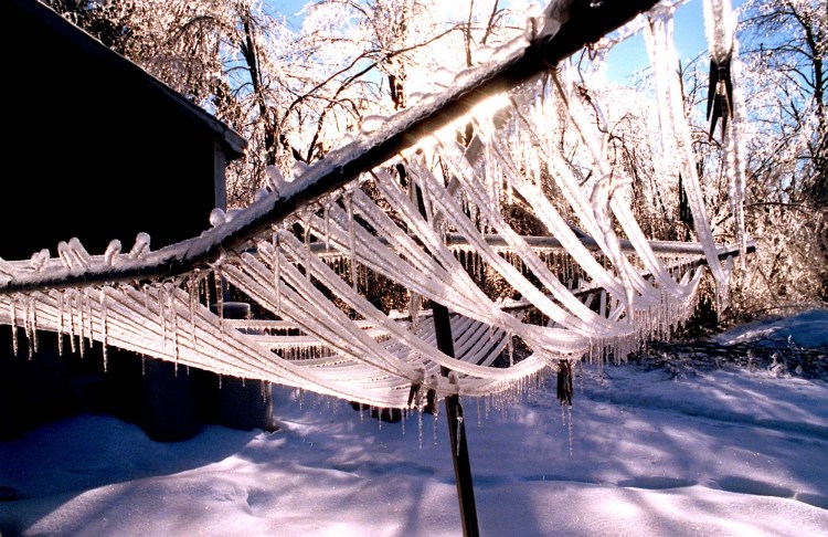 Even the mundane becomes ethereal when coated in ice along Route 107 in Bridgton.