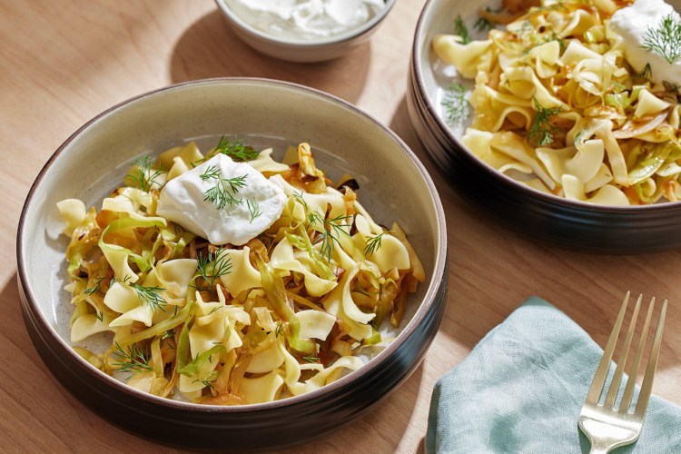 Cabbage with noodles and dill evokes cozy memories of Grandma's cooking. 