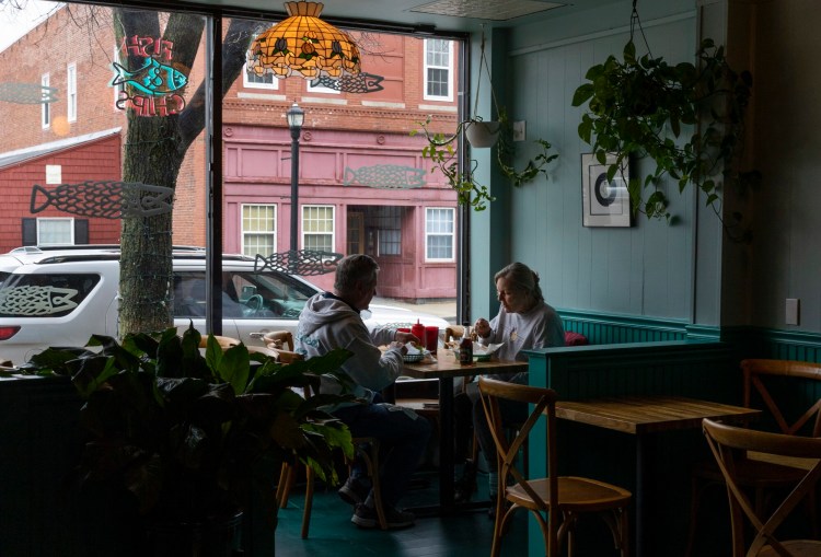 Dining at Fish & Whistle on a Saturday in early April, Bryden and Sue Smith, of Brunswick, ordered fish and chips and a fish sandwich.
