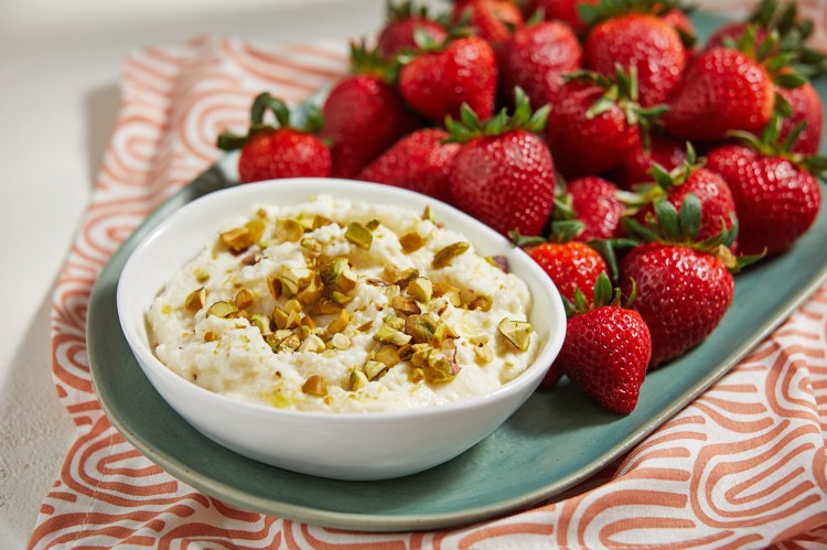 A little sugar won't ruin healthful eating, as this ricotta dip shows.  